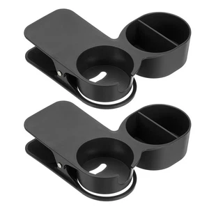Desk Cup Holder Clip, 2 Pcs Clamp on Table Bottle Holder with Storage, Black - Imagen 1 de 6