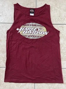 Harley Davidson Motorcycles Sleeveless Men's Red Bike Tank Top Large Racing Top - Picture 1 of 18