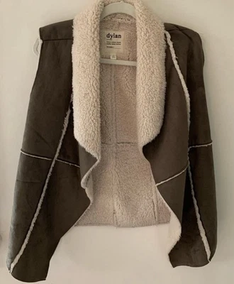dylan faux suede and shearling vest brown and tan size petite small - Image 1 of 4