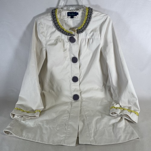 OFF WHITE Boden soprabito donna cotone con impreziosizioni grigio e giallo taglia US 10 bianco sporco