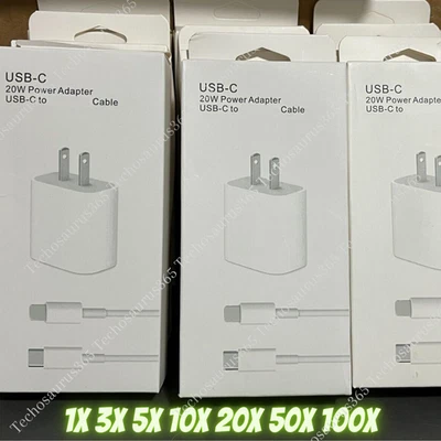 Lote Cargador Rápido 20W Para iPhone 14 13 12 11 Pro Max XR XS USB-C Adaptador Cable PD Foto 1 de 4