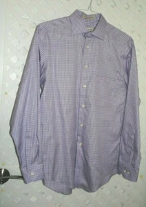 PRONTO UOMO Men's Shirt Purple Plaid ~ Non-iron Modern Fit ~ Medium - Picture 1 of 4