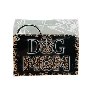 Keychain Dog Mom Double Sided Plastic Card 3"x2" Animal Print Trendy Paw Print - Picture 1 of 1