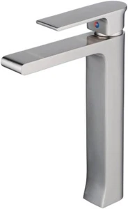 Bathroom Vessel Sink Taps Brushed Nickel Tall Faucet Single Handle One Hole Bat- - Picture 1 of 7
