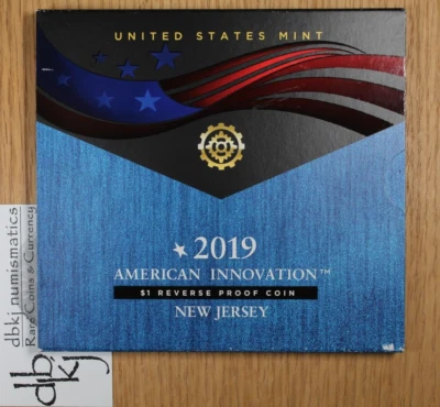 2019 S Reverse Proof American Innovation Dollar $1 Coin - New Jersey - OGP - Image 1 of 4