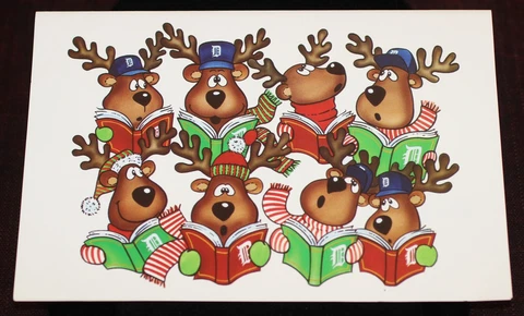Detroit Tigers 1991 Christmas Card Reindeer Baseball Group Ticket Sales MLB Cover