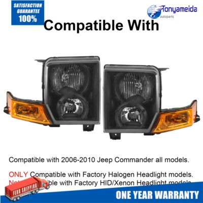 Faros delanteros negros izquierdo+derecho aptos para Jeep Commander 2006-2010 Foto 1 de 4