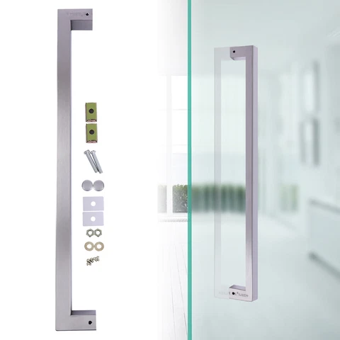 24 in Square Stainless Steel Door Handle Entry Door Pull Handle Silver Entrance Cover