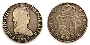 Spain-Fernando VII. 4 Reales. 1819. Sevilla. Plata 13,2 g. Pequeña perforación - Imagen 1 de 1