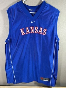 VINTAGE 2000s Kansas Jayhawks Nike Reversible Basketball Jersey Blue Red Large 8 - Picture 1 of 12