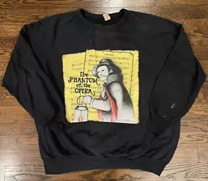 Vintage Phantom of the Opera Graphic Sweatshirt Crewneck Black Size XL 1970 RARE - Picture 1 of 8
