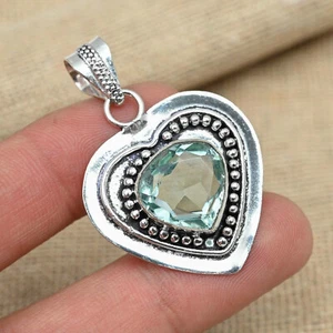 Wonderfull Aqua Apatita Gema 925 Plata de Ley Hecho a Mano Colgante B-63 - Imagen 1 de 5