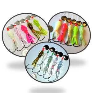 15 FLUKE FLOUNDER RIGS B2 SQUIDS STANDARD, GLOW, UV FISHING (FREE LURES) - Picture 1 of 10