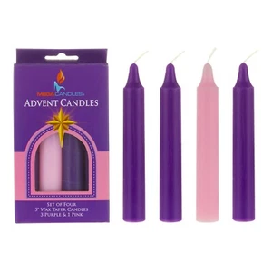 Mega Candles - Unscented 5" Advent Taper Candle - Assorted, Set of 4 - Picture 1 of 2