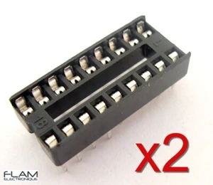 2x Support socket pour circuit intégré 18 broches DIP - 18 pins support for IC - Imagen 1 de 7