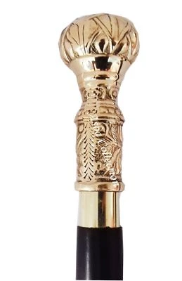 Bastón para caminar mango de palo de latón de madera de diseñador vintage estilo victoriano antiguo Foto 1 de 4