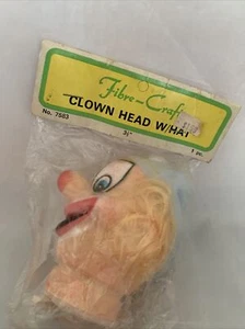Vintage Faser Handwerk Clown Puppe Kopf Strumpf Hut 3,5" 7583 Neu aus altem Lagerbestand - Bild 1 von 7