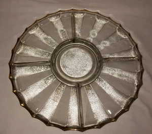Jeannette DEWDROP CRYSTAL W/ GOLD TRIM *13" LAZY SUSAN TRAY #2 - Picture 1 of 2