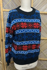 Vintage Sweater Christmas Fair Isle Ski 1980s Womens Large - Picture 1 of 8