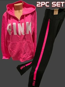 NWT Victorias Secret PINK Hoodie & Legging 2PC SET XXL 🩷ATOMIC PINK VINTAGE HTF - Picture 1 of 7