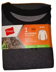 Hanes Men's Black Raschel Reversible Knit Thermal Top R000249BK Black MED - Picture 1 of 3