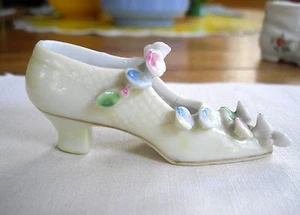 Zapato en punta de tacón alto amarillo claro miniatura vintage con flores Japón ~ - Imagen 1 de 7