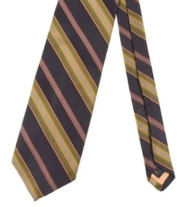 Robert Talbott Best of Class Olive Green Black Satin Woven Multi Stripe Silk Tie - Picture 1 of 5