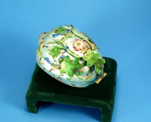19th C Superb Fine Antique Chinese Enamel Copper Box in Unusual Form of Papaya ! - Picture 1 of 9