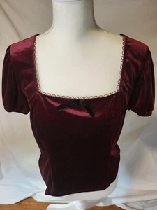 Cosmic Aura Hot Topic Size XL Burgandy Red Velvet S/S Top Gothlic - Picture 1 of 6