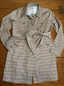 NWT Cabi Sherlock Trench Coat Womens Size Medium Houndstooth Belted Stretch $118 - Picture 1 of 4