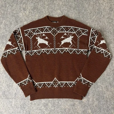 Suéter masculino vintage Studio One Campus malha grande acrílico Natal nórdico EUA - Imagem 1 de 4