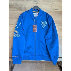 Los Angeles Rams Jacket Mens Medium Blue Mitchell & Ness NFL Football Sports NWT - Picture 1 of 5
