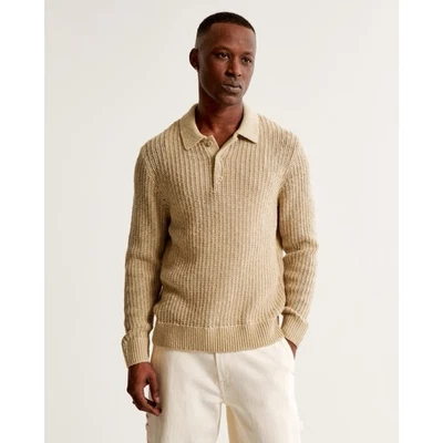 Suéter Polo Abercrombie & Fitch Para Hombre Tejido Waffle Manga Larga ~ Nuevo Con Etiquetas Grande Foto 1 de 4