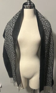 "Bufanda de invierno para mujer Calvin Klein negra gris con borla 66x11""" - Imagen 1 de 5