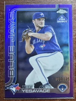 2025 Trey Yesavage Topps Pro Debut Chrome Purple Refractor /125 PDC-45 Blue Jays - Image 1 of 4