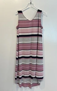 Sunday Womens Pink Striped Sleeveless Midi Dress Size 1X (844) - Picture 1 of 3