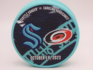 Seattle Kraken - Game Day Puck - 10/19/23 vs Carolina - Limited Edition - Picture 1 of 4