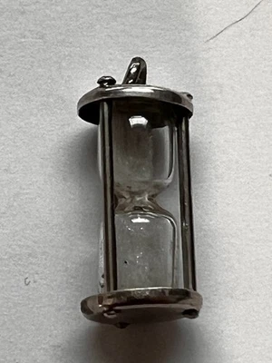WORKS! BEAU B Sterling Silver 925 Hourglass Charm for Bracelet White Sand 3/4" - Image 1 of 4