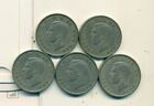5 OLDER 2 SHILLING COINS from GREAT BRITAIN (1947, 1948, 1949, 1950 & 1951)