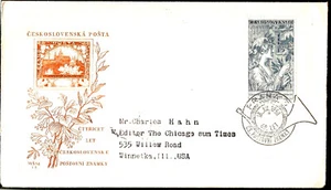 1958 50 Years Czech Stamp First Day Cover Sent to Hahn Editor Chicago Sun Times - Picture 1 of 3