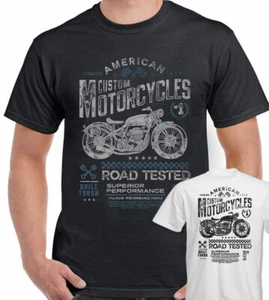 American Custom Motorcycles T-Shirt Mens Retro Biker Victory Motorbike - Picture 1 of 3