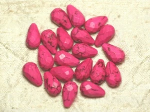 Fil 39cm 23pc env - Perles Turquoise synthèse Gouttes Facettées 16x9mm Rose - Imagen 1 de 1