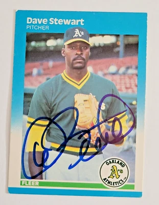 DAVE STEWART Signed 1987 Fleer #406 Oakland A's Card Autograph - Image 1 of 4