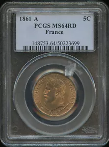 Napoleon III (1852-1870) 5 Cents 1861 Paris PCGS Ms 64 Rd - Picture 1 of 2
