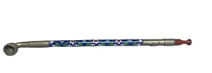 Tibetan Enamel Cloisonne Chinese Pipe Flowers Blue & Bronze Dragon Decor - Picture 1 of 7