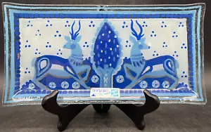 Andreas Meyer Judaica Blue Deer Fused Glass • Nahariya •Hand Made Israel •Signed - Picture 1 of 7
