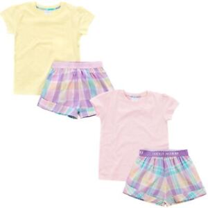 Girls/Kids Pastel Pyjamas Childrens Top/Woven Shorts Pyjama Set Age 7-13 Years