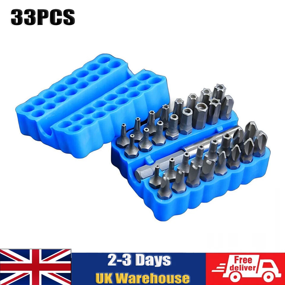 33x 1/4" Hex Head Drill Torx Bit Set Tamper Security Extension Screwdriver Kit - Image 1 of 4