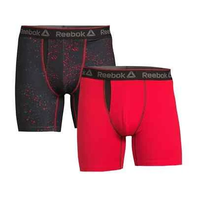Pacote com 2 cuecas boxer masculinas Reebok Sport Contour Performance, vermelho preto grande - Imagem 1 de 4