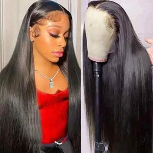 Bone Straight 180% 13X4 Lace Front Wig Peruvian T Part Lace Remy Human Hair Wigs - Picture 1 of 15